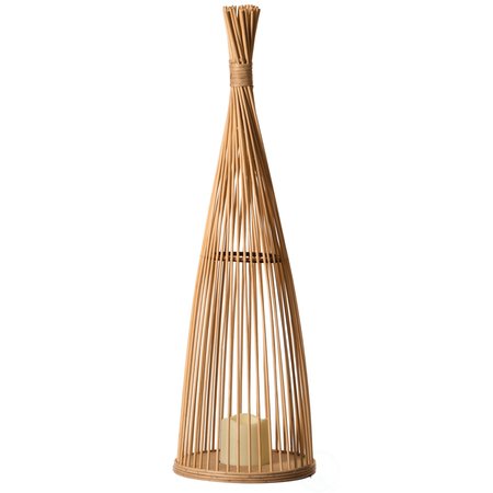 VINTIQUEWISE Rattan Designed Bamboo LED Lantern Lamp Battery Powered for Indoor and outdoor QI004161